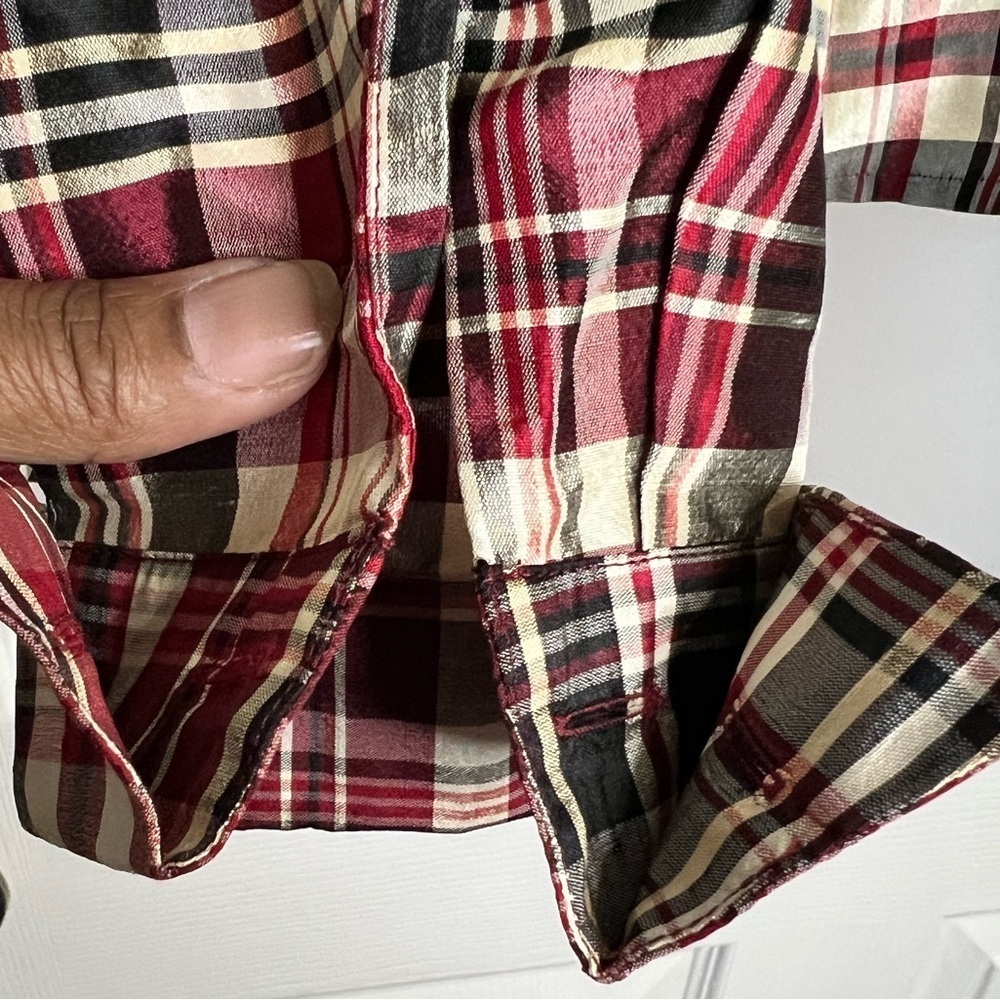 Vintage Ann Taylor Plaid Collared Wrap Blouse - Size 12 Petite - 100% Silk - Picture 5 of 6